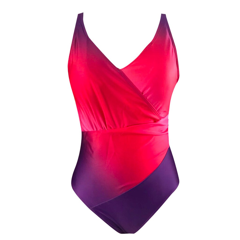 Women'S Two Piece Filled Bra Sexy Gradient Print Siamese Bathing Female Bra Summer Lingerie Beachwear Wire Free