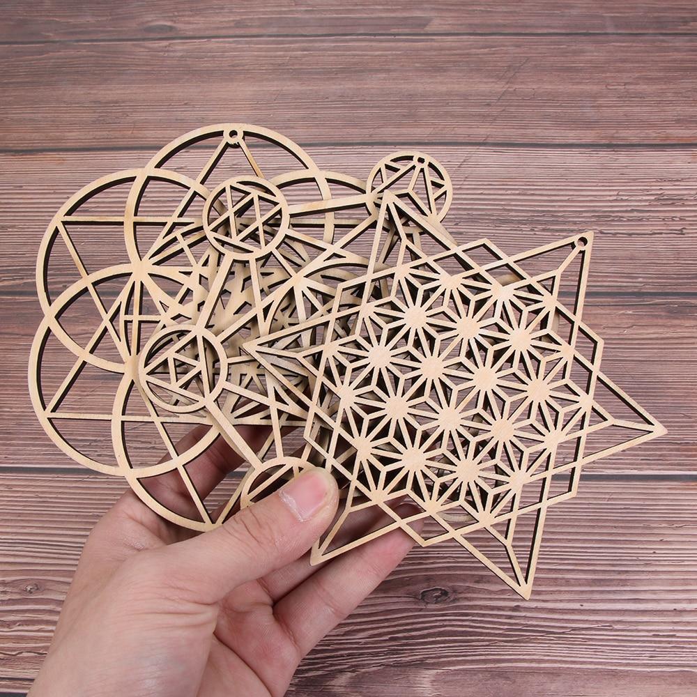 1Pc Flower Of Life Shape Wooden Wall Sign Laser Cut Non-Slip Coaster Set Wood Placemats Table Mat Round Cup Pad Art Home Decor