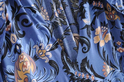 Print Frill Dress Women Tiers V-Neck Long Sleeve Dress Autumn  New Boho Dress