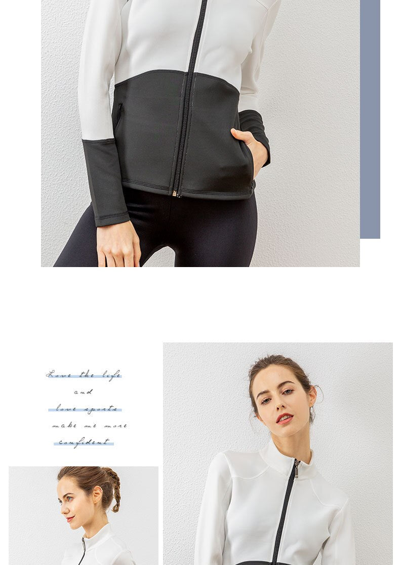 Autumn And Winter New Style Zip Cardigan Panel Sports Yoga Clothes Women'S Outdoor Training Running Fitne