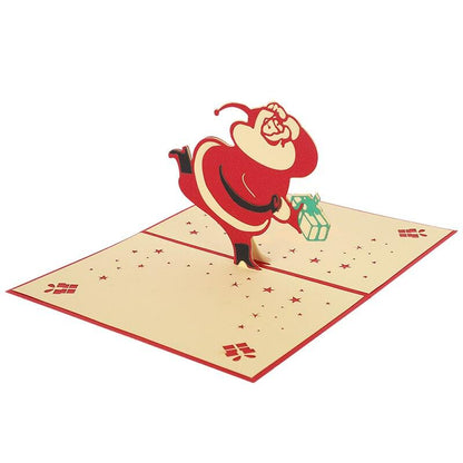 3 Pcs/Lot 3D Stereoscopic Christmas Card Santa Claus Greeting Cards  Envelope Paper Carving Card For Birthday Party