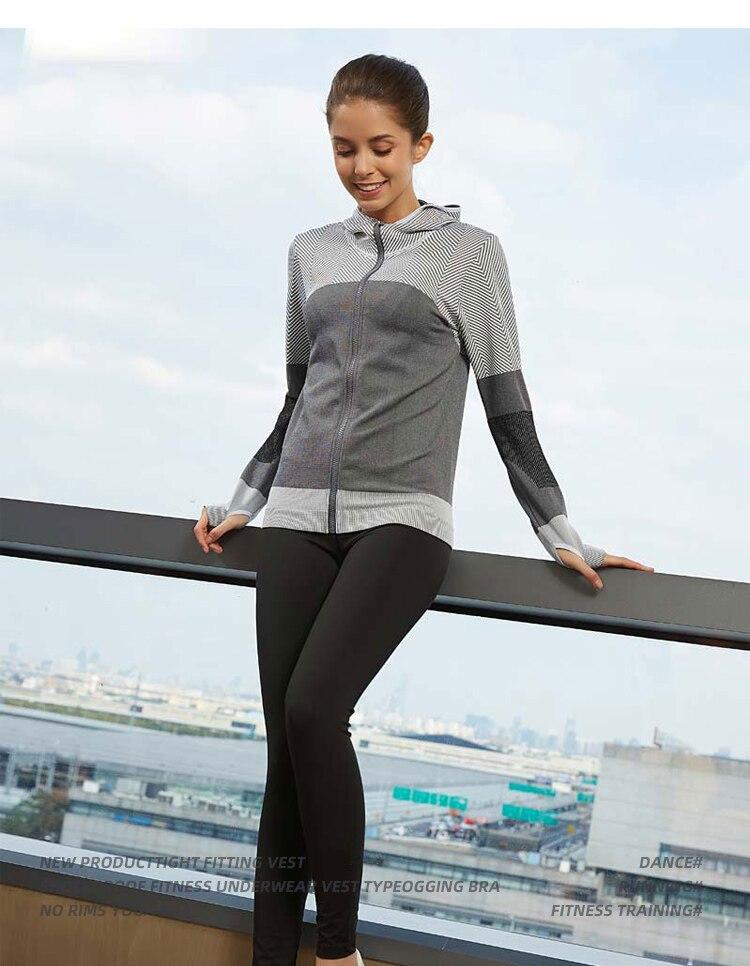 Splice Color Gym Workout Jackets Women Quick Dry Yoga Seamless Sport Fitness Coat Outwear Zipper Training Running Jacket Women'S