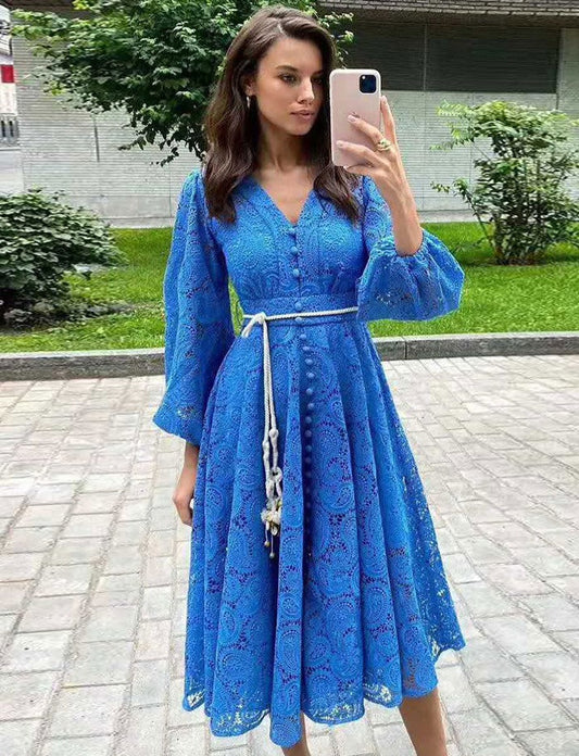 Anita Patchwork V-Neck Dress
