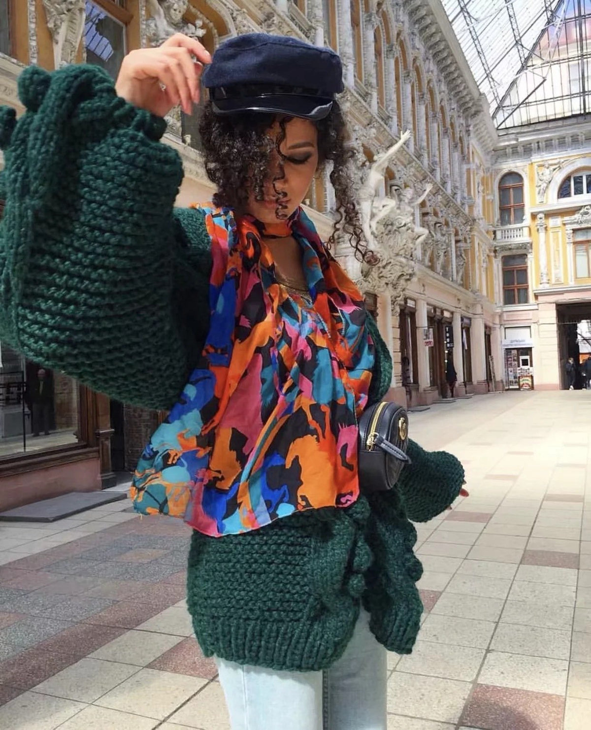 Autumn Winter  New European American Style Pure Hand-Woven Ball Big Hemp Sweater Fashion Sweater Women Cardigans  V-Neck