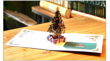 3Pcs/Lot 3D Pop Up Merry Christmas Paper Cards Gift Handmade Colourful Christmas Tree Greeting Cards