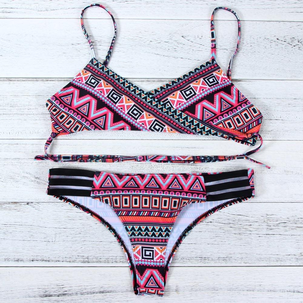 Purple Fashion Women Bohemia Push-Up Padded Bra Beach Bikini