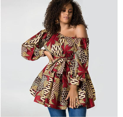 Hot Sale Sexy Africdresses For Women African Print Clothing One Shoulder Dress