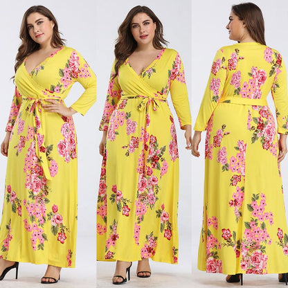 Summer Floral V Neck Clothes For Pregnant Women Printing  Long Sleeve Dress