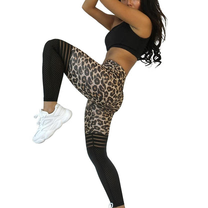 Spot Supply Cross-Border Amazon Explosions Leopard Texture Breathable Slim Yoga Pants Pants