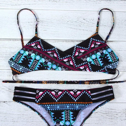 Purple Fashion Women Bohemia Push-Up Padded Bra Beach Bikini