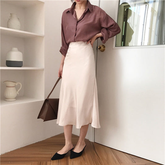 Satin Midi Skirt
