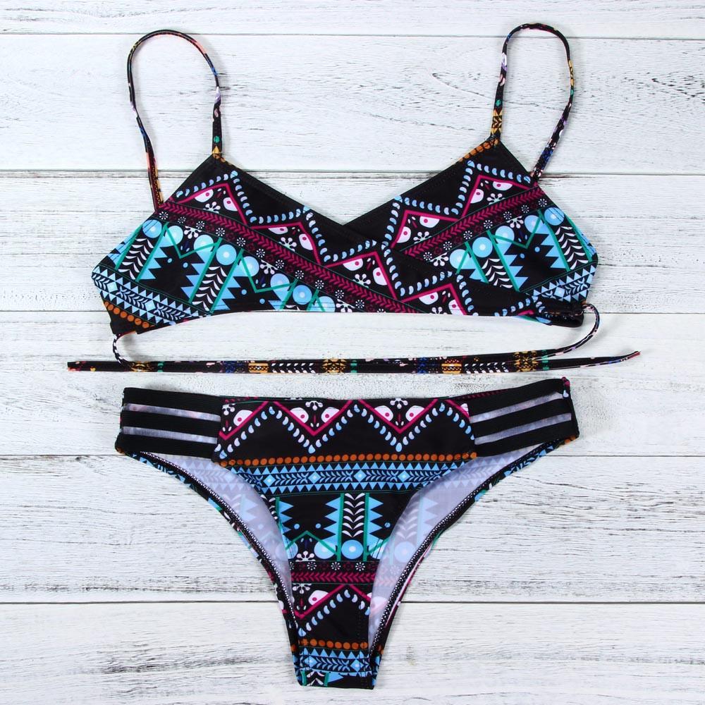 Purple Fashion Women Bohemia Push-Up Padded Bra Beach Bikini
