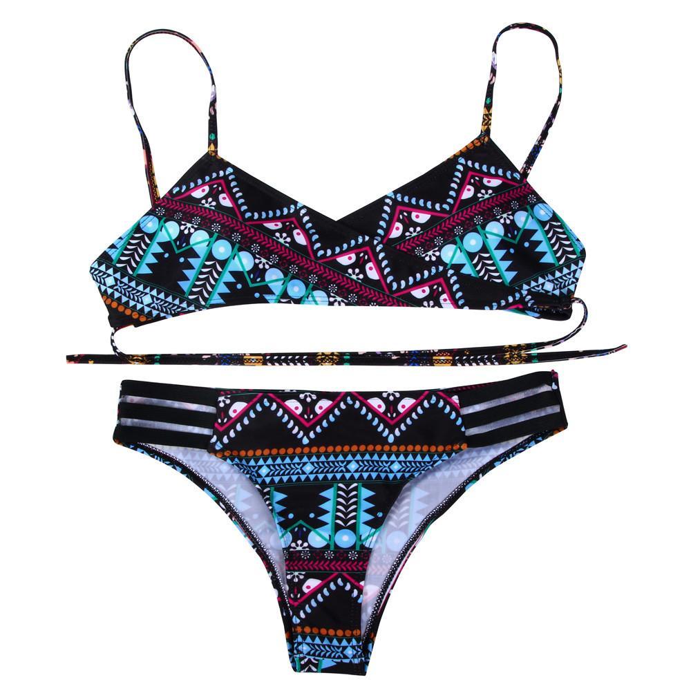 Purple Fashion Women Bohemia Push-Up Padded Bra Beach Bikini