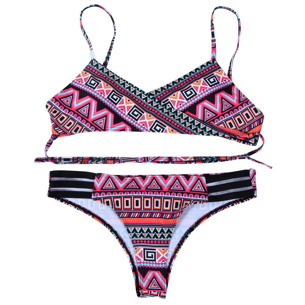Purple Fashion Women Bohemia Push-Up Padded Bra Beach Bikini