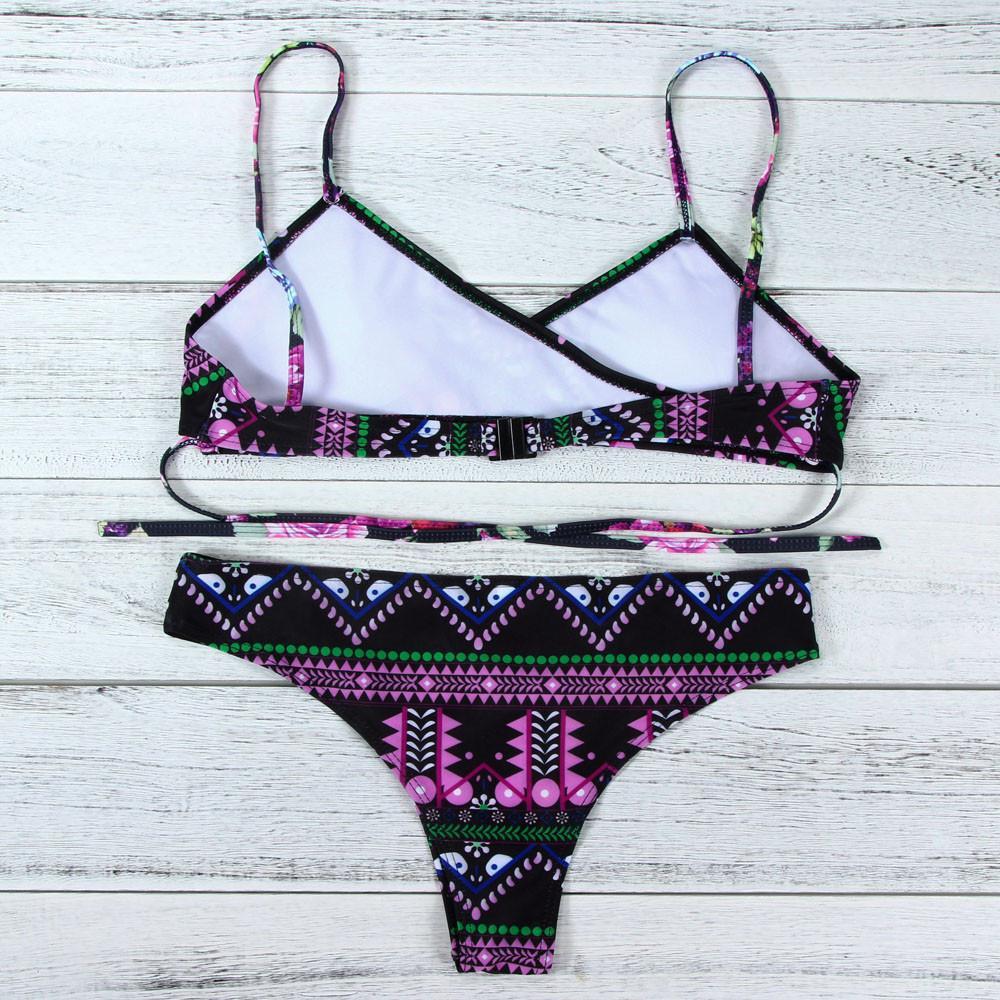 Purple Fashion Women Bohemia Push-Up Padded Bra Beach Bikini