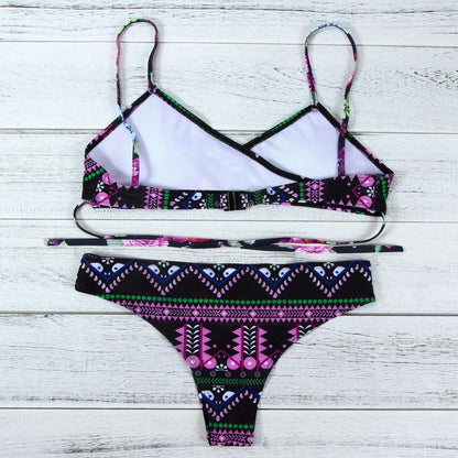 Purple Fashion Women Bohemia Push-Up Padded Bra Beach Bikini