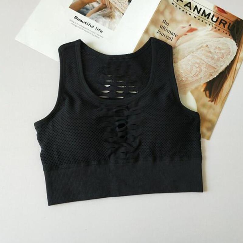 Chrleisure Fashion Women Workout Bra Sexy Solid Seamless Fitness Vest Elasticity Workout Top Tank Hollow Breathable Bra