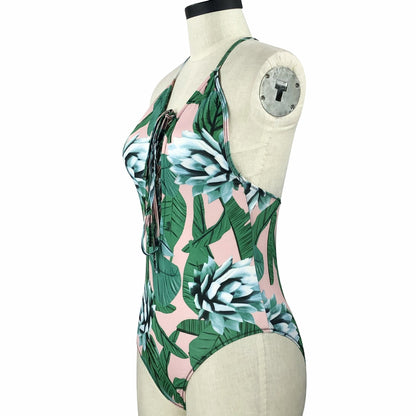 New Women Sling Swimsuit Siamese Sexy Printed Bikini