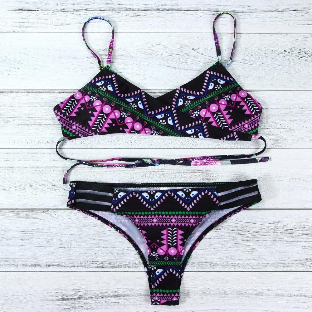 Purple Fashion Women Bohemia Push-Up Padded Bra Beach Bikini