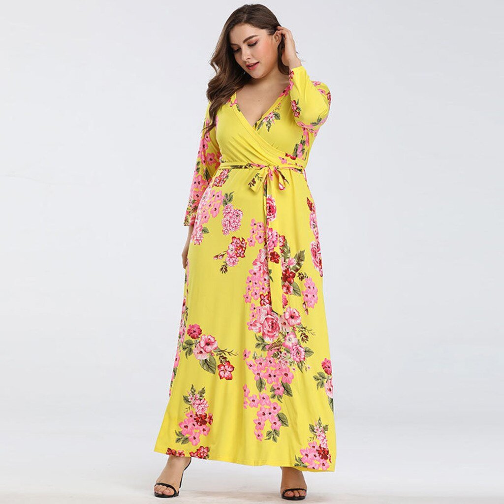 Summer Floral V Neck Clothes For Pregnant Women Printing  Long Sleeve Dress