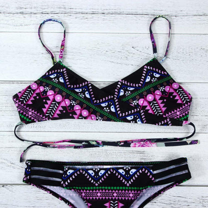 Purple Fashion Women Bohemia Push-Up Padded Bra Beach Bikini