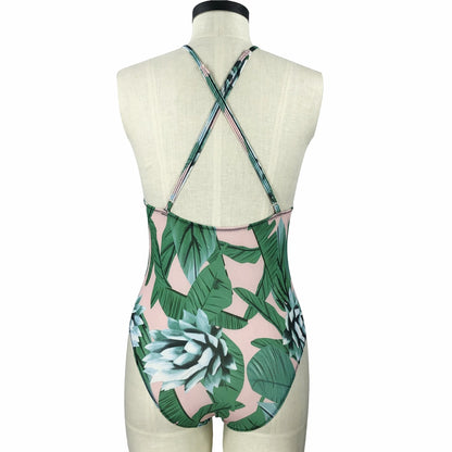 New Women Sling Swimsuit Siamese Sexy Printed Bikini