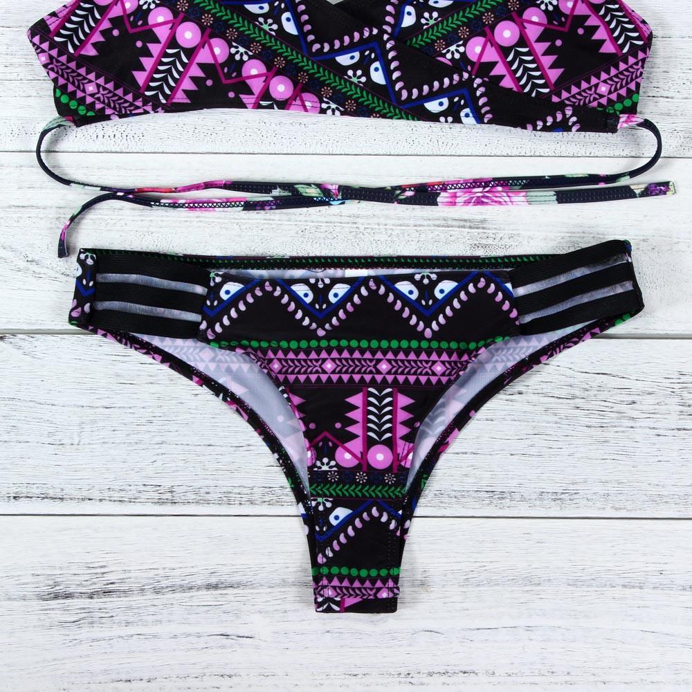Purple Fashion Women Bohemia Push-Up Padded Bra Beach Bikini