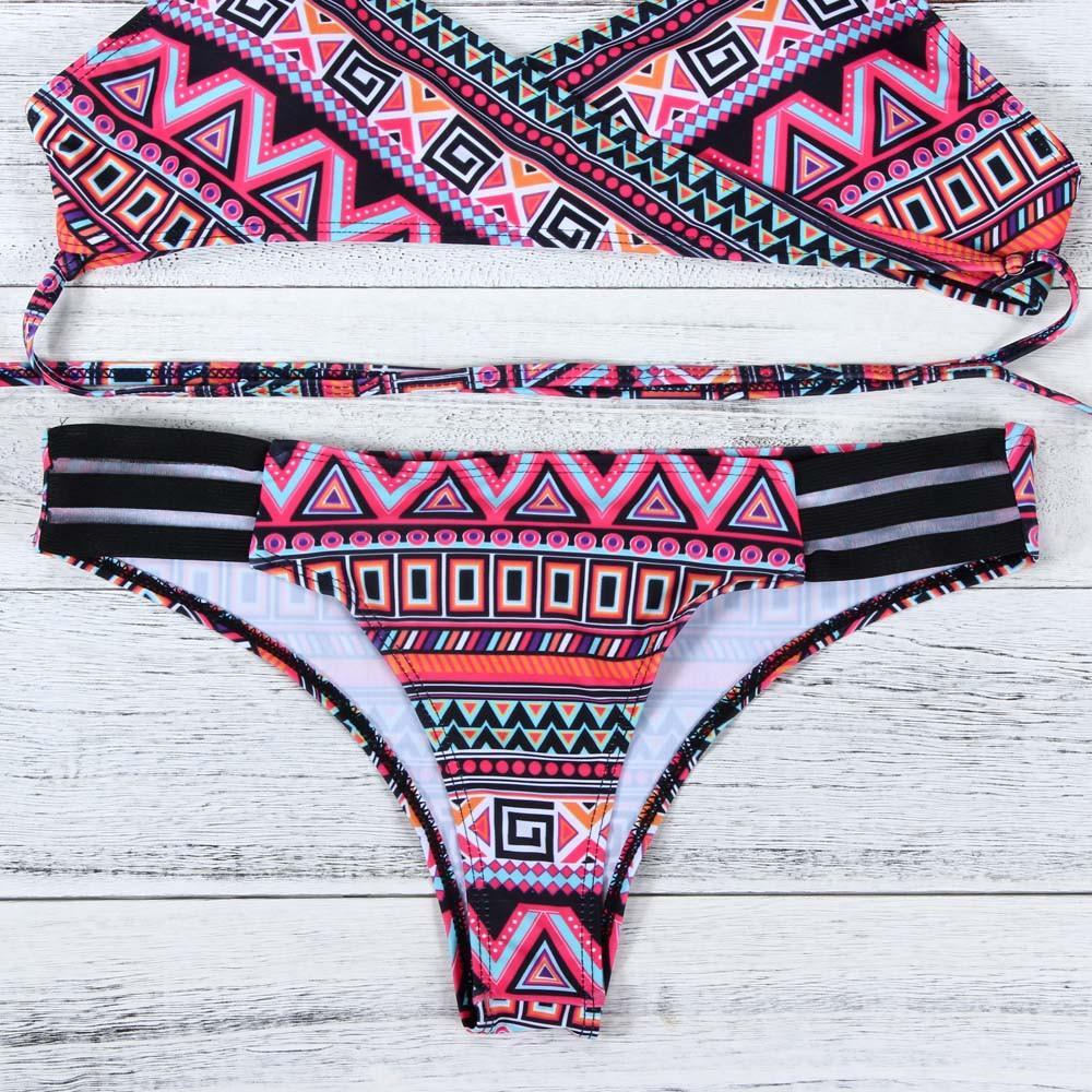 Purple Fashion Women Bohemia Push-Up Padded Bra Beach Bikini
