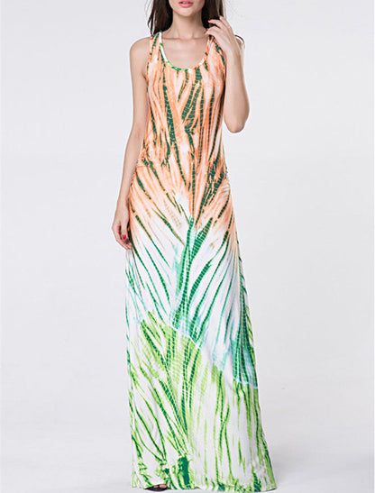 Casual Female Dress Plus Size Woman Dress Max Sleeveless O-Neck Vestido Printing