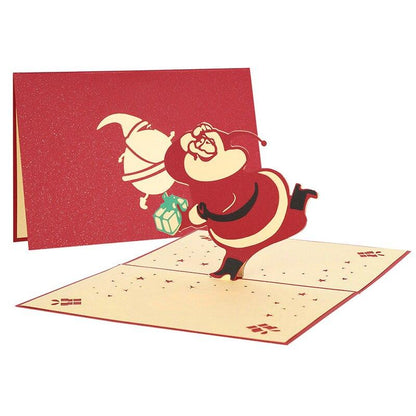 3 Pcs/Lot 3D Stereoscopic Christmas Card Santa Claus Greeting Cards  Envelope Paper Carving Card For Birthday Party
