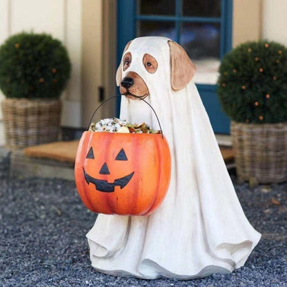 Cheng: Halloween Dog Elf Candy Bowl Ornament Pumpkin Festival Party Decoration Gift Home Storage Supplies Halloween Decors Accessories