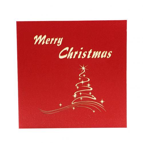 3Pcs/Lot Handmade 3D Design Stand Up Christmas Tree Greeting Card Holiday Happy New Year Holiday Gift Bright Color
