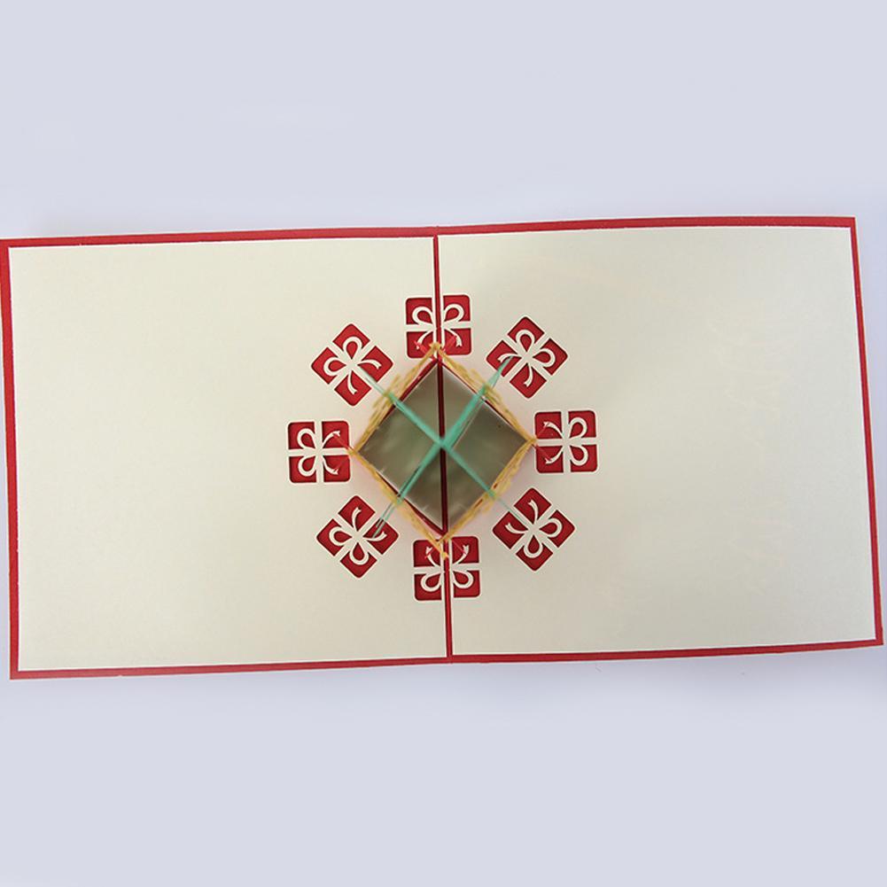 3Pcs/Lot Handmade 3D Design Stand Up Christmas Tree Greeting Card Holiday Happy New Year Holiday Gift Bright Color