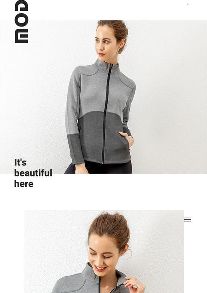 Autumn And Winter New Style Zip Cardigan Panel Sports Yoga Clothes Women'S Outdoor Training Running Fitne