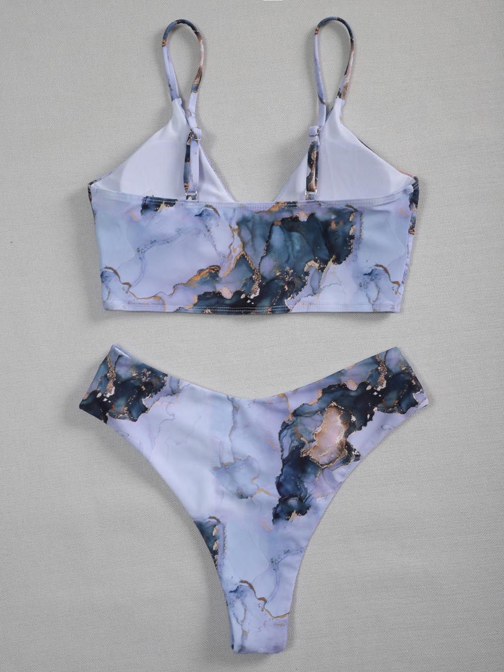 2021 New Print Sport Bandeau Push Up Bikinis Sexy Marble Women Swimsuit High Waist Swimwear Women Bathing Suit Beach Wear