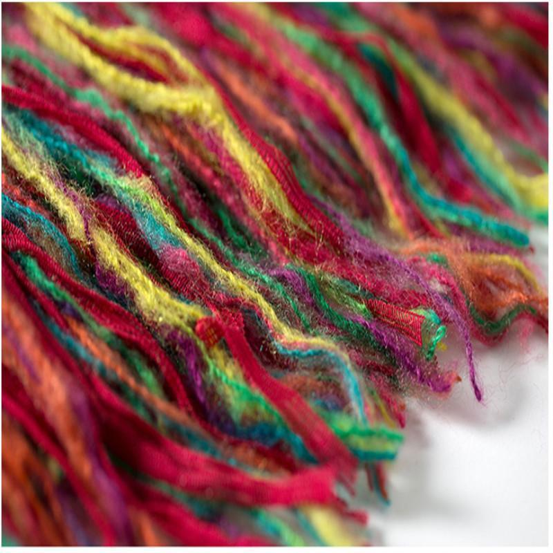 Cardigan Feminino Real Wool Women Sweaters And Poncho  New Women'S Loose Cardigan Knit Hand-Knitted Rainbow Tassels Woman