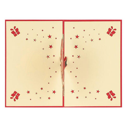 3 Pcs/Lot 3D Stereoscopic Christmas Card Santa Claus Greeting Cards  Envelope Paper Carving Card For Birthday Party