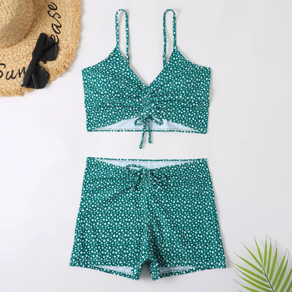 High Waist Bikini Swimsuit Women 2023 Push Up Bikini Floral Swimsuit Print Bikini Boxers Swimwear Swim Trunks Bathing Suit