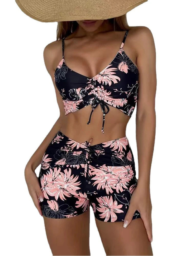 High Waist Bikini Swimsuit Women 2023 Push Up Bikini Floral Swimsuit Print Bikini Boxers Swimwear Swim Trunks Bathing Suit