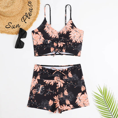 High Waist Bikini Swimsuit Women 2023 Push Up Bikini Floral Swimsuit Print Bikini Boxers Swimwear Swim Trunks Bathing Suit