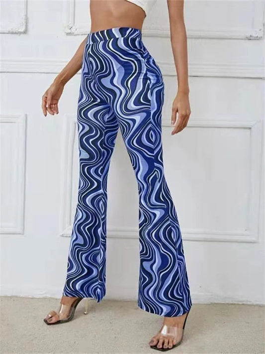 High Waisted Wide Leg Pants Women'S Fashion Water Wave Print Leggings For Gym Jogging Casual Yoga Pants 2023 New Female Clothing