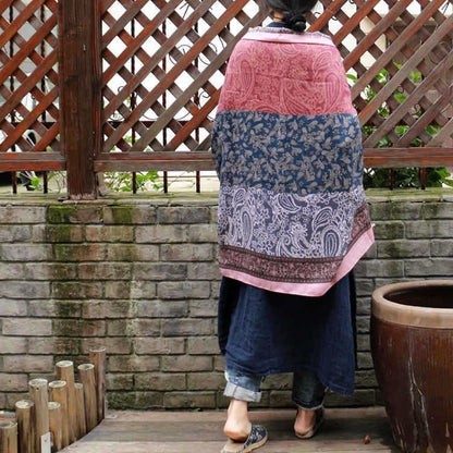 Vintage Pattern Comfortable Cotton Ethnic Style Big Scarf Shawl