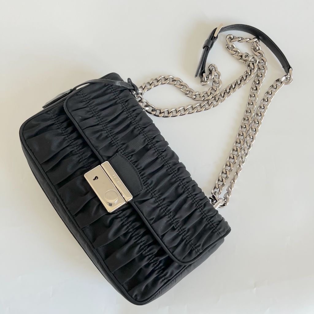 Prada Flap Gaufre Shoulder Nappa Medium Leather Bag