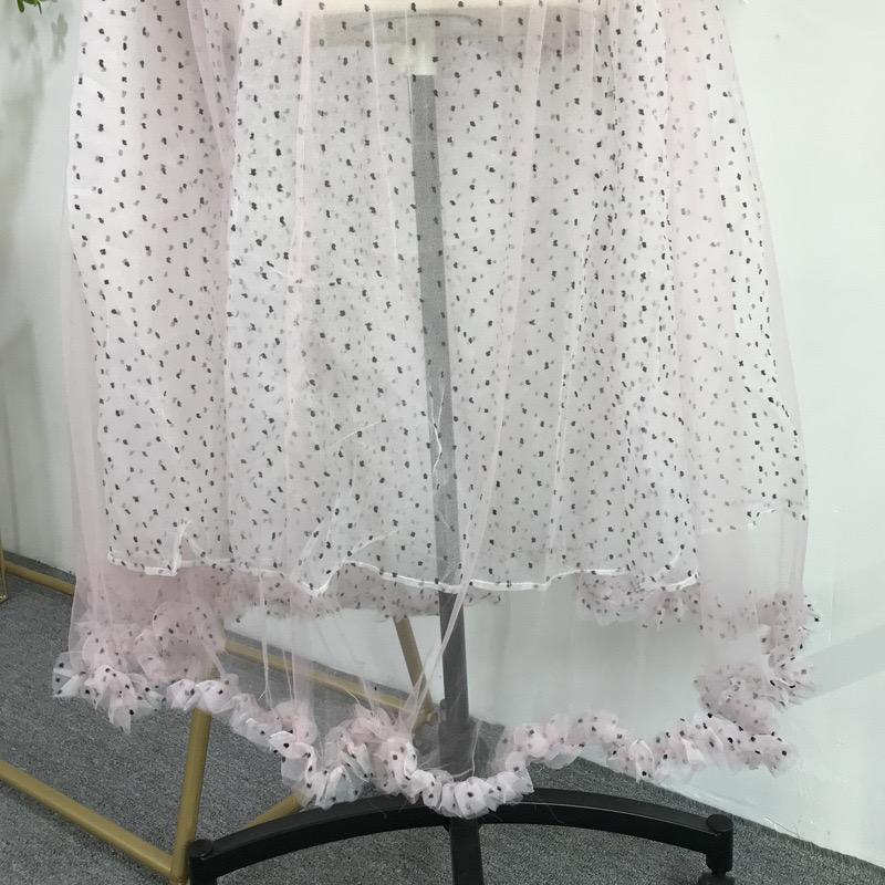 Polka Dot See-Through Mesh Lantern Sleeve Large Long Bikini Cover-Up