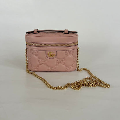 Gucci Vanity Light Pink Leather Guccisima Embossed Bag