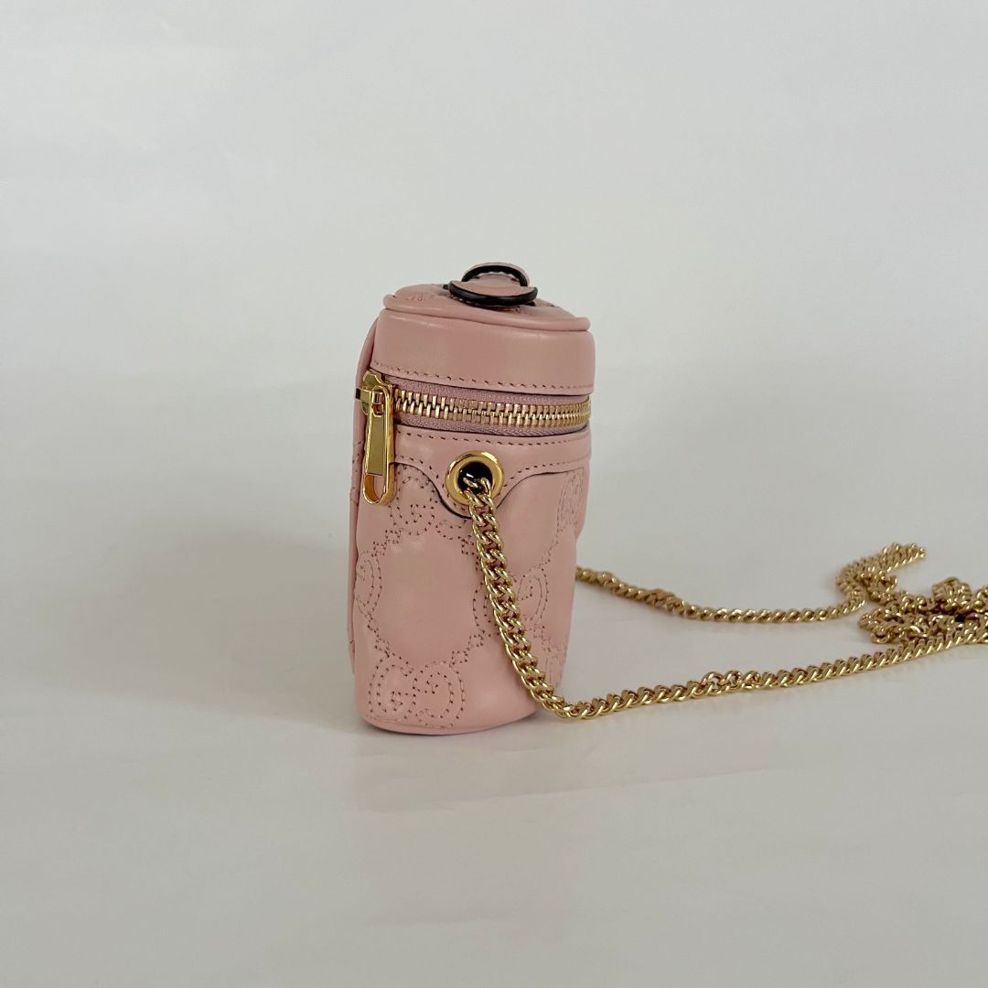 Gucci Vanity Light Pink Leather Guccisima Embossed Bag