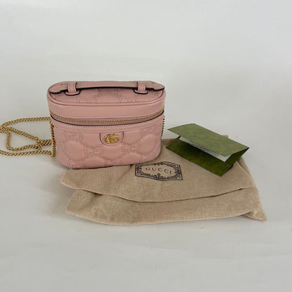 Gucci Vanity Light Pink Leather Guccisima Embossed Bag