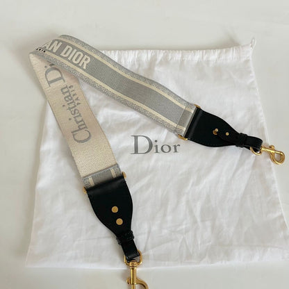 Dior White Leather Saddle bag with fabric strap