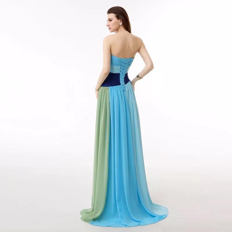 Colorful Strapless Floor Maxi Dress