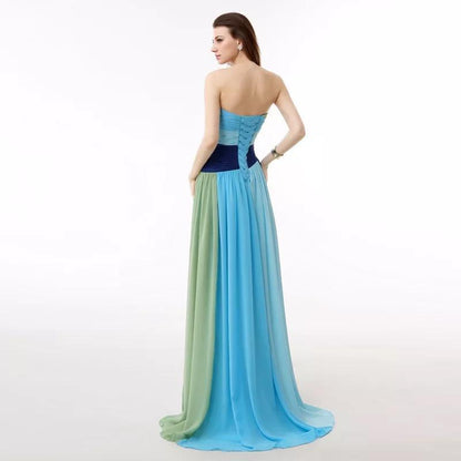 Colorful Strapless Floor Maxi Dress
